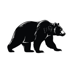 Fototapeta premium Black bear silhouette walking on white background is a great wildlife illustration