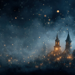 Naklejka premium Enchanted Cityscape with Glowing Lights and Bokeh night