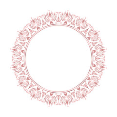 Damask Round Wreath rose gold circular round ornament floral Abstract pattern, Classic Victorian traditional style, illustration Vintage Design, Floral frames, Mandala, Antique, Moroccan frame