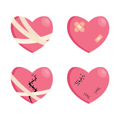 Broken Heart Icon Set Vector Design.