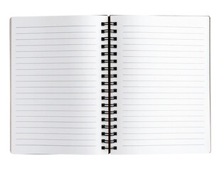 Open blank lined notebook with crisp white pages isolated on transparent background PNG