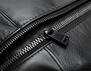 Close-up of black leather zipper