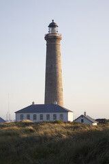 Skagen Grey Lighthouse and Keeper's House at Sunset