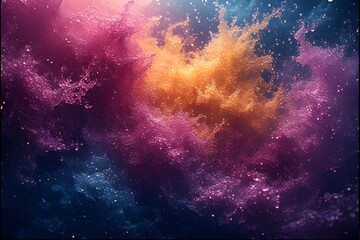 ia generated. Abstract Cosmic Cloud of Vibrant Colors and Particles.  Swirling abstract clouds of pink, gold, and blue particles on a dark background.



