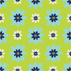 Cute vector floral seamless pattern. Colorful flowers background. Trendy repeat texture for fashion print, wallpaper or fabric