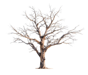  Leafless dead tree isolated standing transparent background
