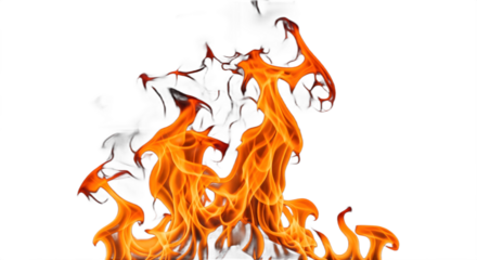 Dynamic orange flames with wisps of smoke creating a fiery abstract design.