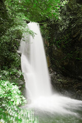 long exposure of beautiful waterfall Tsuzumigataki in Kobe, Japan