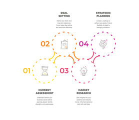Vector infographic design template. Modern timeline concept with four steps, circles. Vector illustration used for diagram, workflow layout, banner, webdesign