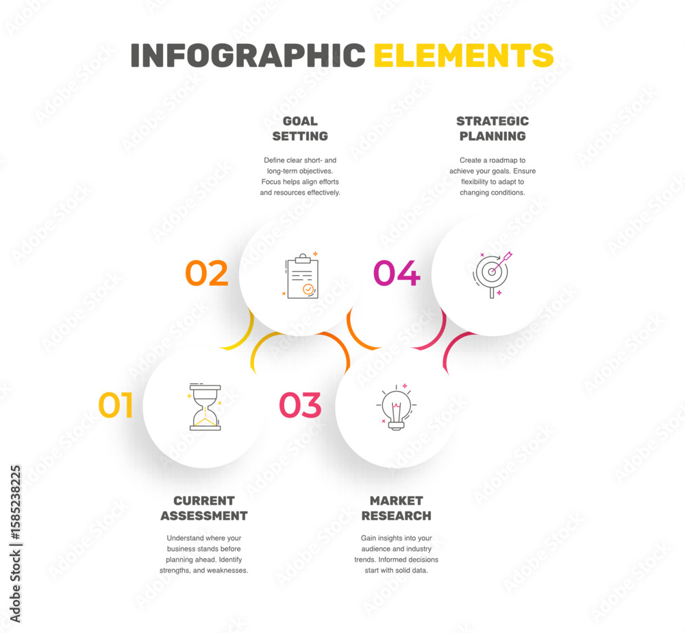 Poster vector line template circle infographics. business concept with 4 options and labels. four steps for