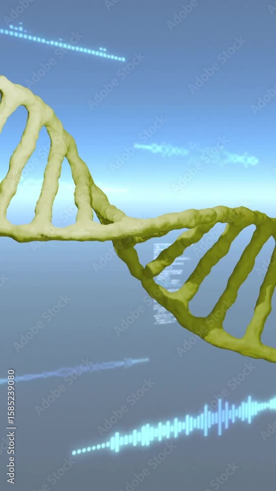 Aufkleber animation of dna strand over diagrams and data processing