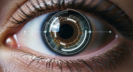 Cybernetic eye technology interface closeup