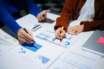 Business team meeting. professional investor working new start up project. Finance task.