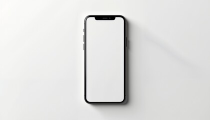 Smartphone with blank screen on a white background, minimalist design