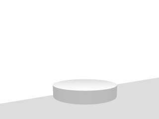 Minimalist white round podium for product display mockup.