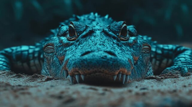 Mouth of alligator/crocodile is wide open, showing teeth and tongue. Close-up shot in natural habitat or captive environment.