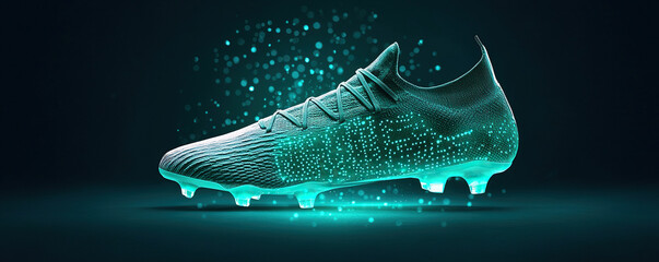 Dynamic soccer cleat design with glowing elements, showcasing advanced technology and innovation in sports footwear
