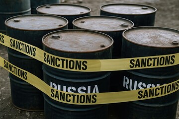 A tariff dispute can strain international trade relations. Rusty barrels surrounded by yellow caution tape