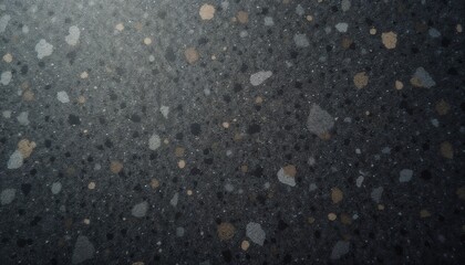 Textured surface of polished stone with scattered colorful aggregates, modern design