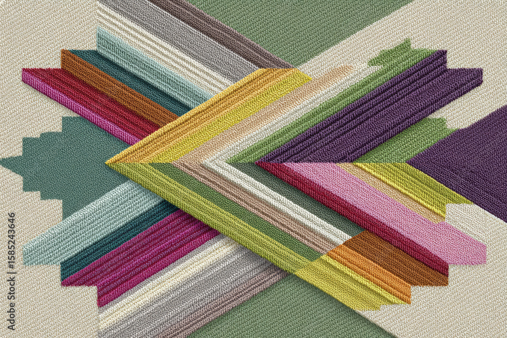Aufkleber colorful geometric textile pattern soft isometric angle textured fabric intersecting lines modern ab