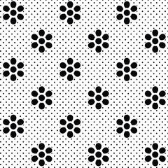 Fototapeta premium Flower and dot pattern, Background, texture, fabric.