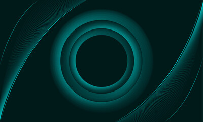 Abstract circular shape 3D pattern background with line stripes–Modern teal curve line vector for banner, poser, web, seminar, campaign, business, corporate–Elegant minimal futuristic background