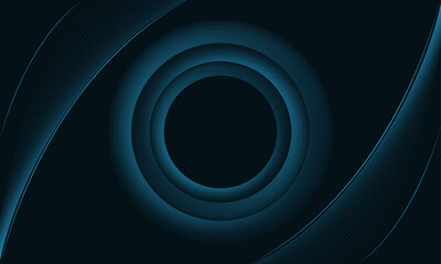 Abstract circular shape 3D pattern background with line stripes–Modern blue curve line vector for banner, poser, web, seminar, campaign, business, corporate–Elegant minimal futuristic background