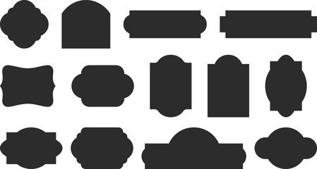 Vintage label collection with ornate frames and elegant silhouettes. Decorative badge shapes for product packaging, branding and logo design. Vector templates set with blank, empty space