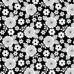 Flower and dot pattern, Background, texture, fabric.