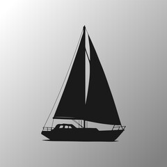 Stylish Black Sailboat Silhouette with Gradient Background for Nautical Design