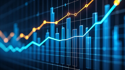 Financial data visualization with multiple charts and graphs for business analysis and market trend forecasting