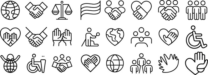 Diversity and inclusion icon set, vector illustration