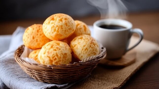 p&atilde;o de queijo or cheese buns, delicious traditional brazilian food snack