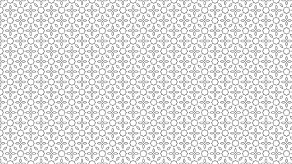 Seamless pattern with repeating stars and petal shapes in a geometric arrangement on white background