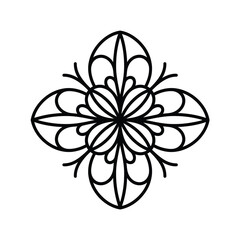 Elegant floral design in black outline on white background