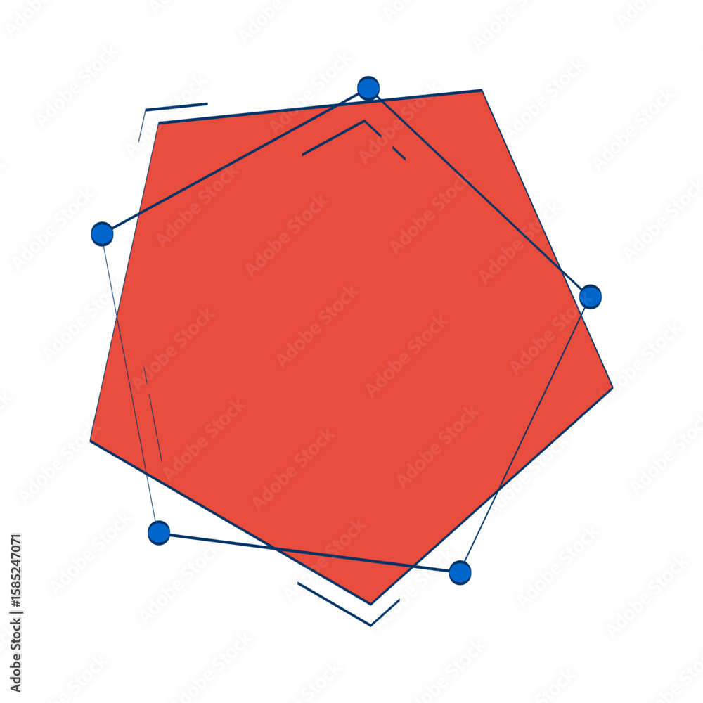 Poster polygon chart with connected data points 2d doodle object. polygonal data visualization shape geomet