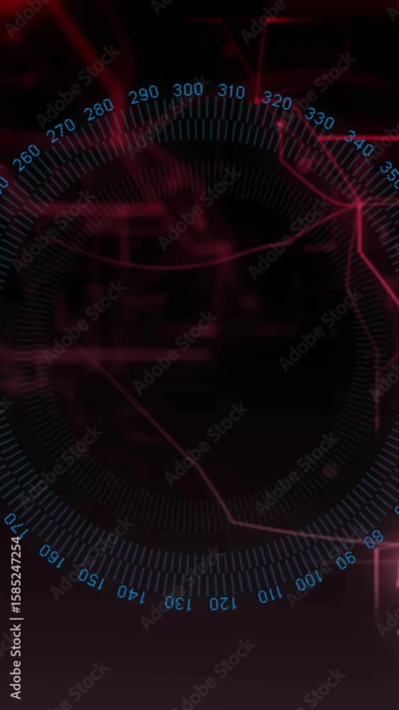 Poster animation of data processing over scope scanning on black background