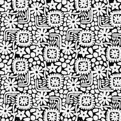 Flower and geometric pattern, background, texture, fabric print,