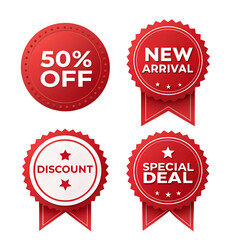 Collection of Red Sale Badges: 50% Off, New Arrival, Discount, Special Deal