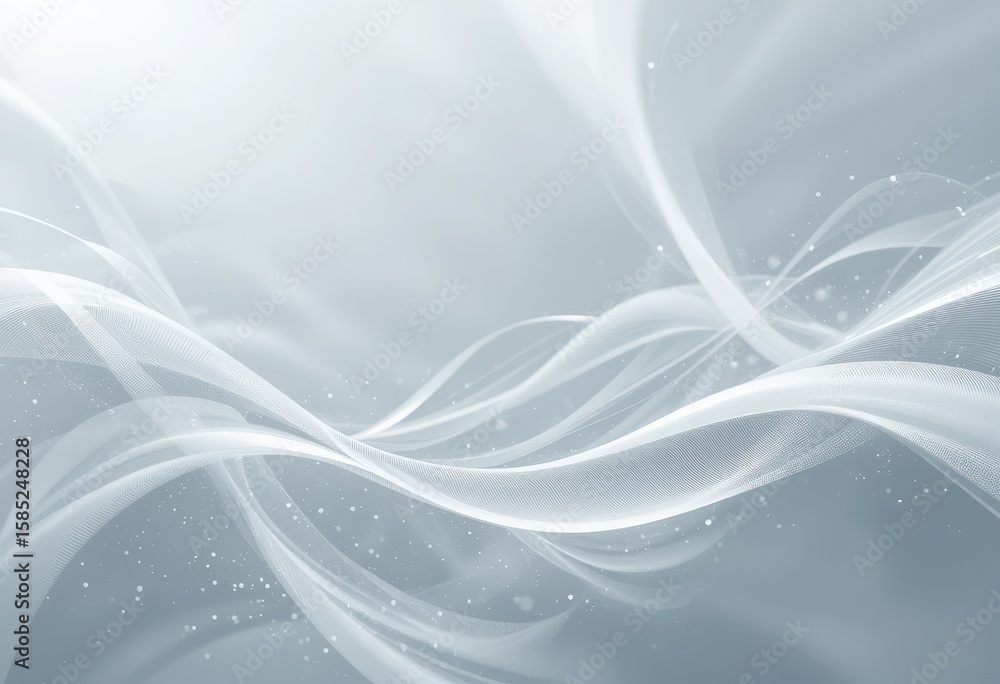 Poster elegant flowing waves of white with subtle specks create a gentle motion