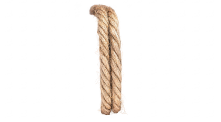 Close-up of a vertical length of braided rope