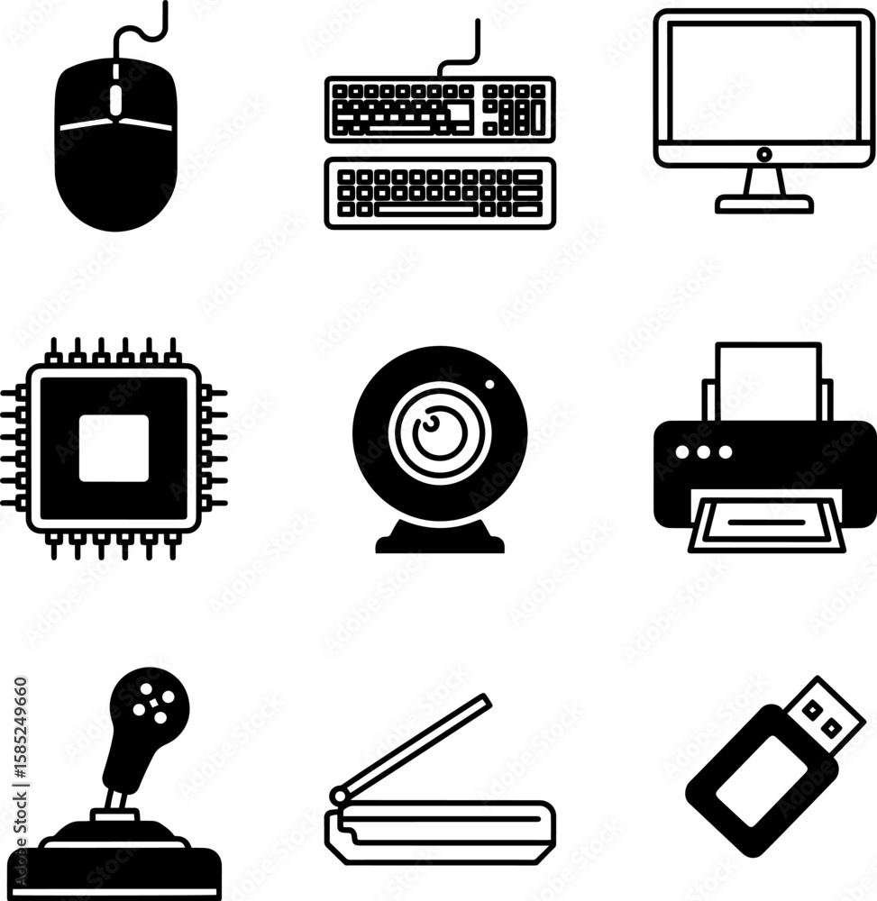 Fototapete explore this complete computer peripherals icon set representing essential accessories and input dev