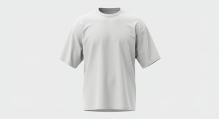 Minimalist White Oversized T-Shirt Mockup on Clean White Background, Studio Shot.