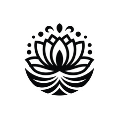 Fototapeta premium Elegant Lotus Flower Design in Black and White Vector Illustration