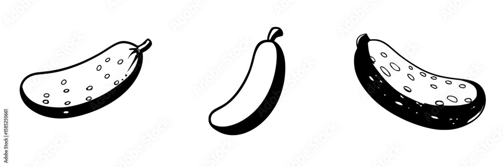 Aufkleber black icon featuring three distinct shapes resembling fruits aligned horizontally on a plain backgro
