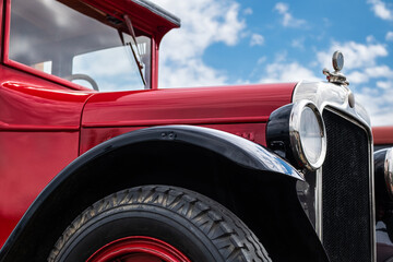 Red Pick Up Truck. Vintage Red Pick Up Truck with blue sky on the background
