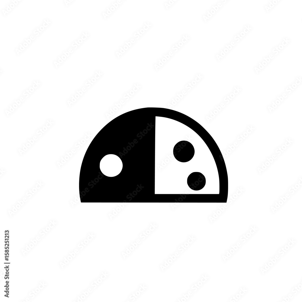 Poster black icon depicting a semi-circle divided into sections representing a sliced food item showcasing 