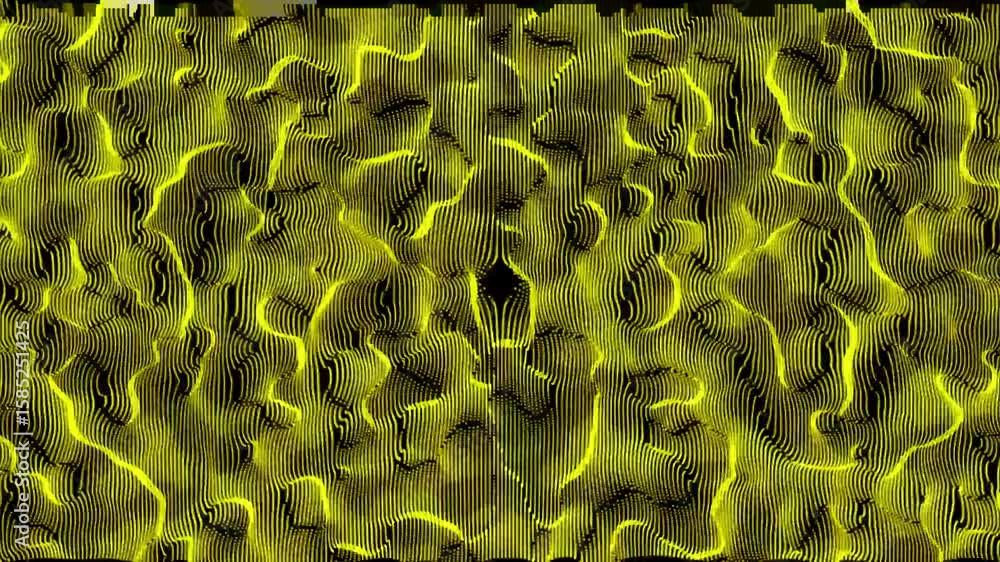 Poster abstract fractal background with yellow pattern. abstract background with wave oil or worms imitatio
