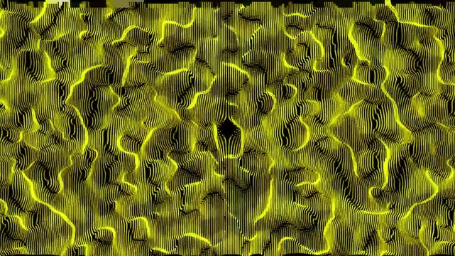 Abstract fractal background with yellow pattern. Abstract background with wave oil or worms imitation effect, 3d rendering computer generating backdrop.