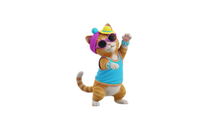 Cartoon cat in summer outfit. featuring cat, cartoon, animal and more in a creative and professional design.